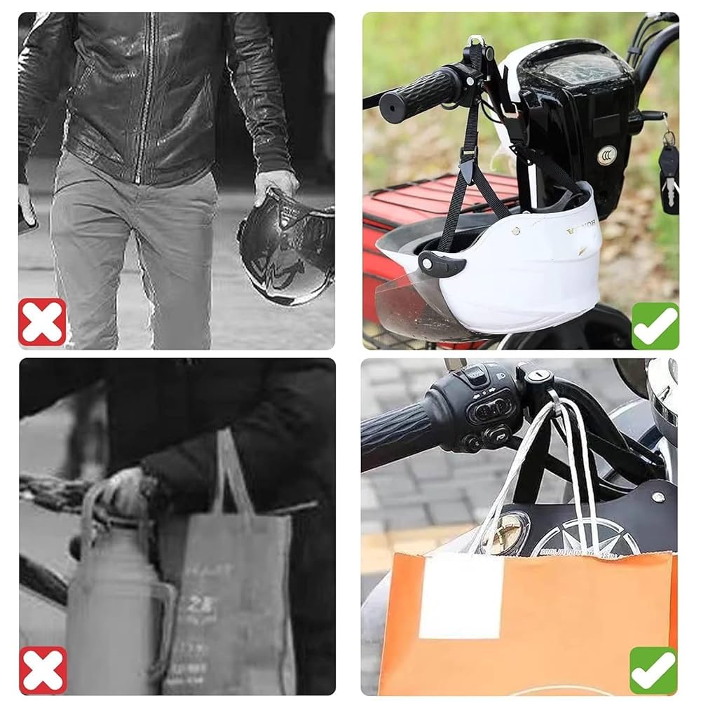 Helmet Lock for Bike - Motorbike Accessories, Anti-Theft Strong Helmet Safety Lock, Portable Bike Handlebar Tubing Helmet Lock with 2 Keys (Black)