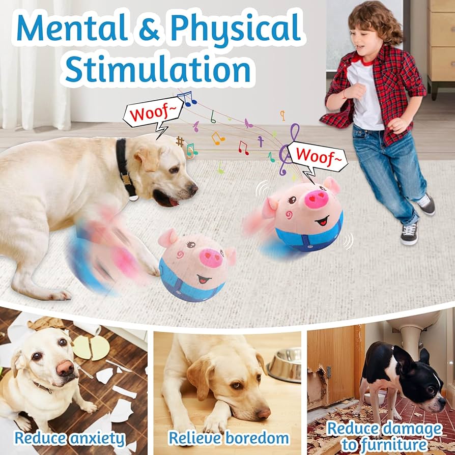 Active Moving Pet Plush Toy Interactive Dog Toys Talking Shake Bounce Boredom Toys Jumping Pig Toy For Dog Washable Cartoon Pig Plush Moving Dog Ball For Pets Cats Small And Medium Dogs