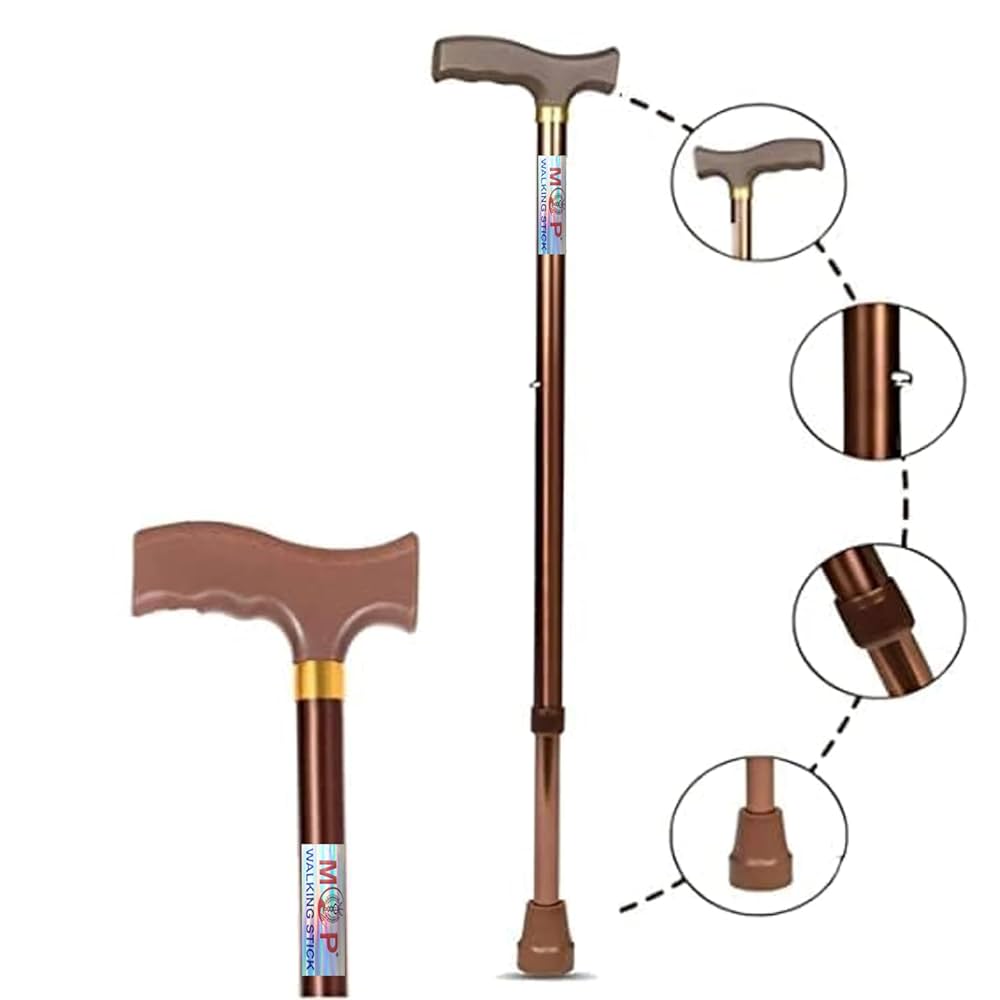 Jindal Premium Height Adjustable Walking Stick Aluminium Cane Hand Stick Trekking Support Stick for Men, Women & Old People