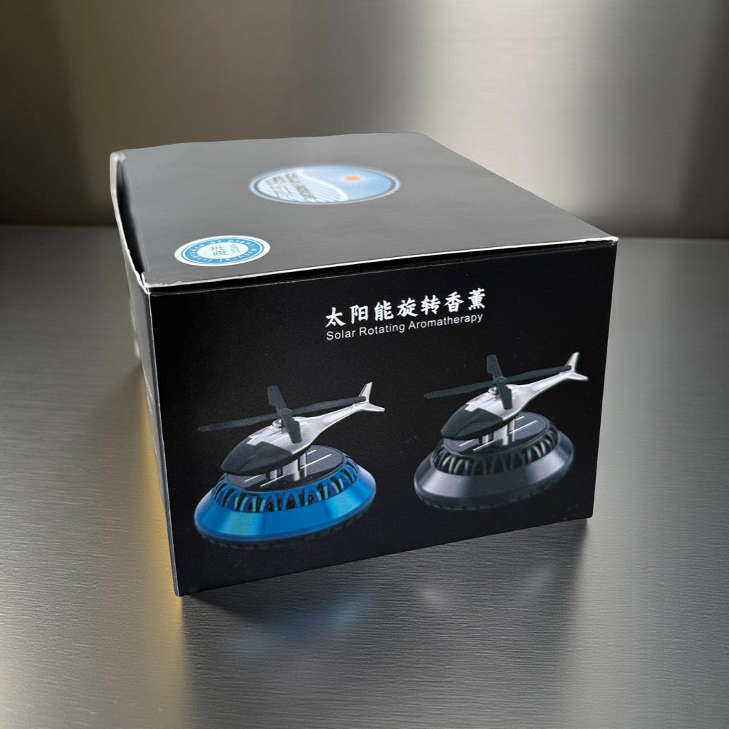 Solar-Powered Car Air Freshener with Rotating Helicopter Display