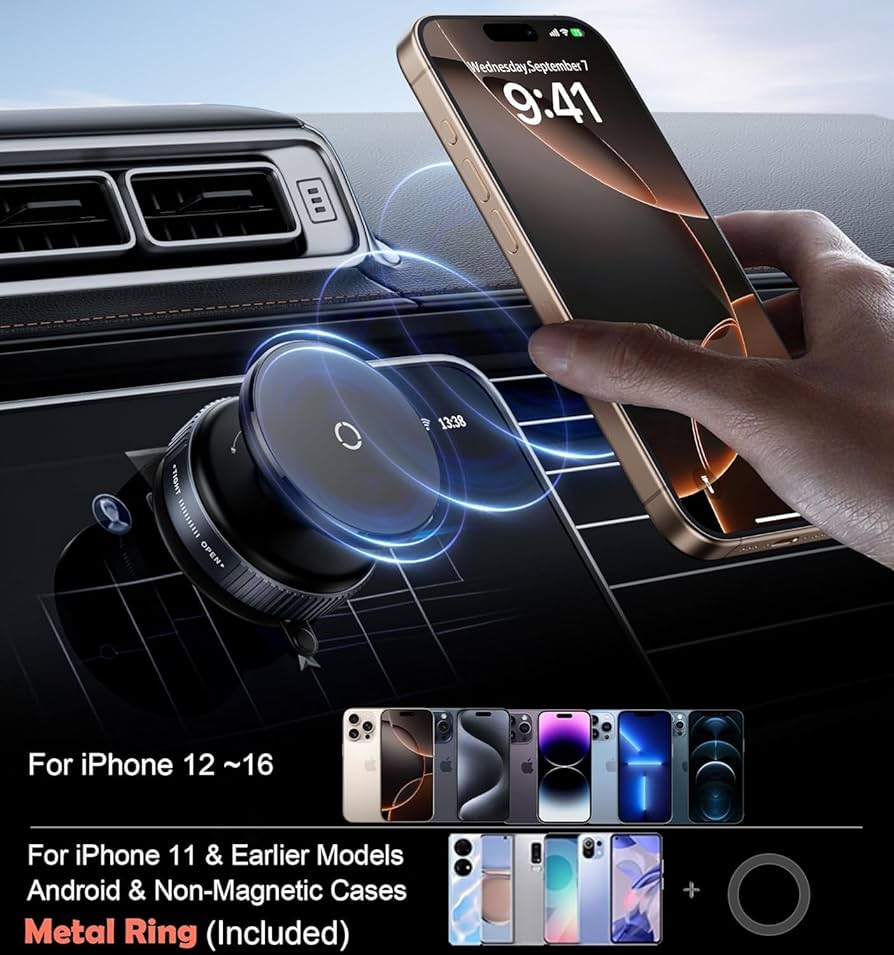 Vacumm Suction Cup Phone Mount Magnetic Car Cell Phone Holder| 360 Rotation | Vacuum Lock Holder for Multipurpose Use | Heavy Duty | Reusable Wall Holder for Kitchen, Bathroom, Desk