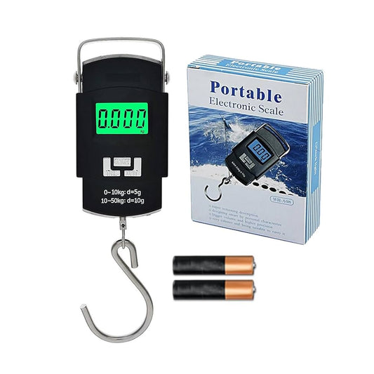 50kg Digital Luggage Weighing Scale. Portable Electronic Weight Machine for Travel & Flights. LCD Display. Accurate, Lightweight, Handheld Luggage Scale for Bags, Suitcases, Home, Airport Use.