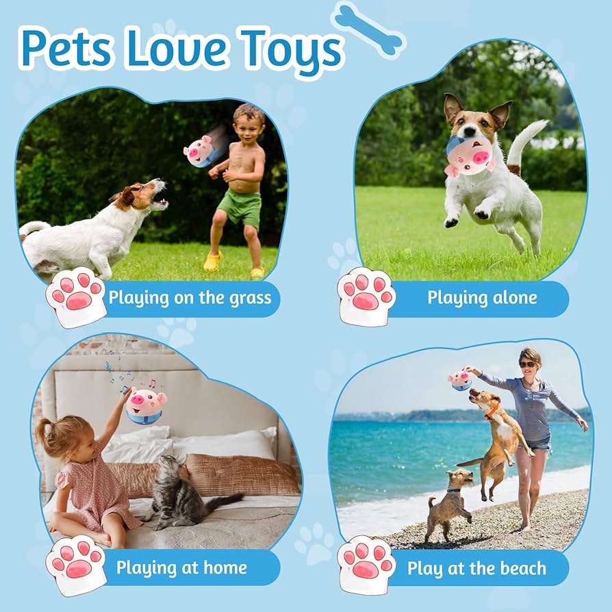 Active Moving Pet Plush Toy Interactive Dog Toys Talking Shake Bounce Boredom Toys Jumping Pig Toy For Dog Washable Cartoon Pig Plush Moving Dog Ball For Pets Cats Small And Medium Dogs