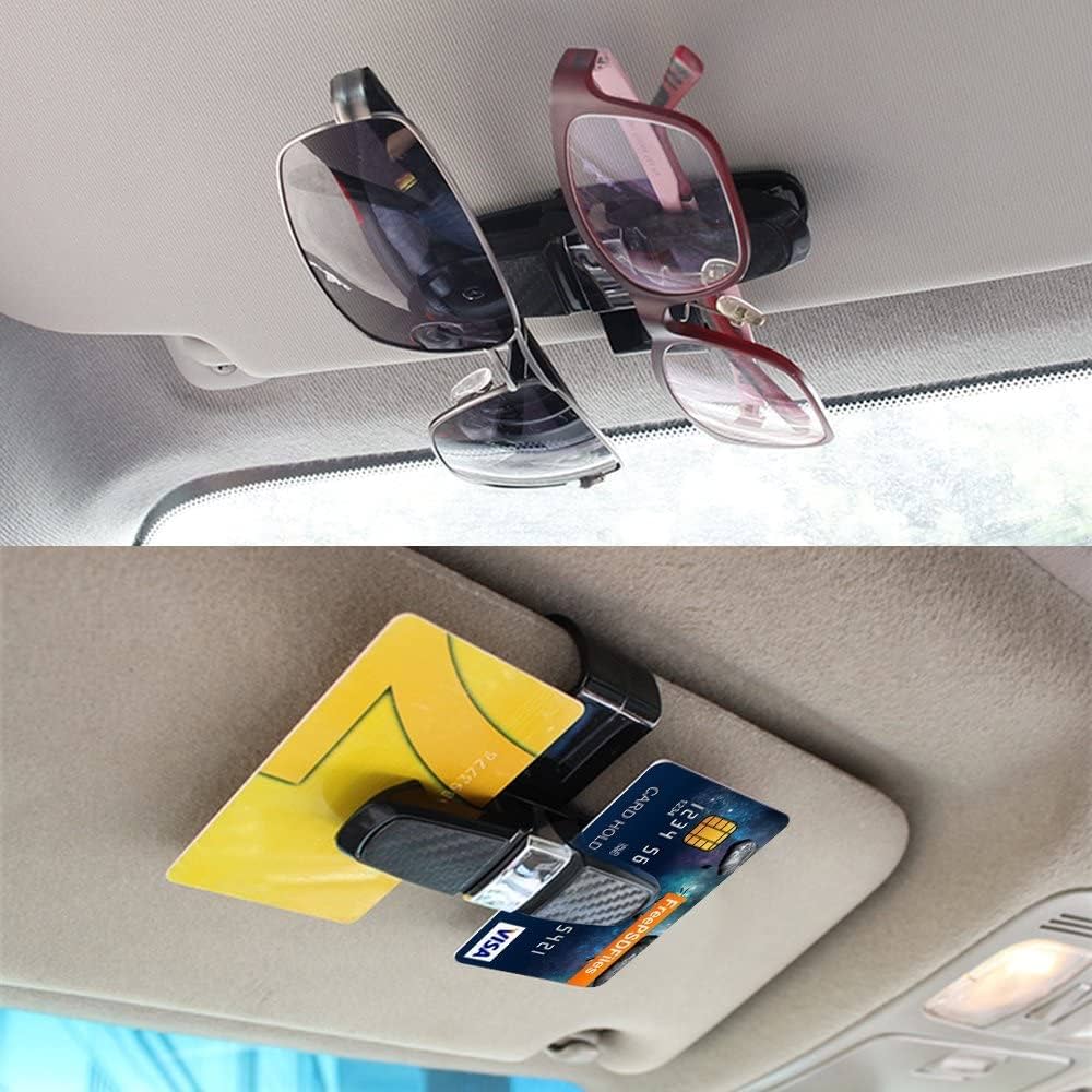 Car Sunglass Holder Eyeglasses Storage Fastener Sun Visor Clip-On Glass Case For All Cars,Sunglasses Glasses With Ticket Card Clip Mount 180° Rotation Car Glasses Holder With Ticket Card Clip