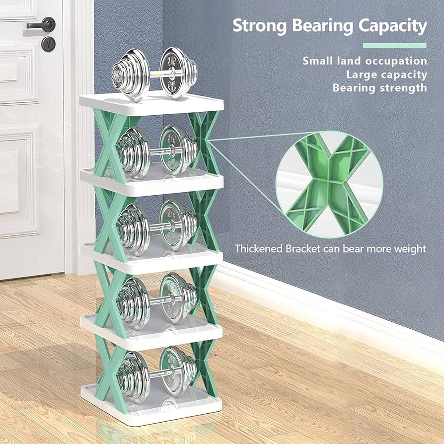 Multipurpose Shoe Rack for Home Plastic, Adjustable Stand Organizer Stackable Storage Bedroom Entryway Shelf Footwear Collapsible Corner Tower Shoes and Book Slots Rack (8 Layer Shoe Rack)