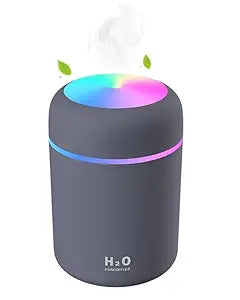 Colorful Mini Humidifier, USB Desktop Humidifier For Car, Office Room, Bedroom, Auto Shut-Off, 2 Mist Modes, Super Quiet (Grey) ,300 Ml
