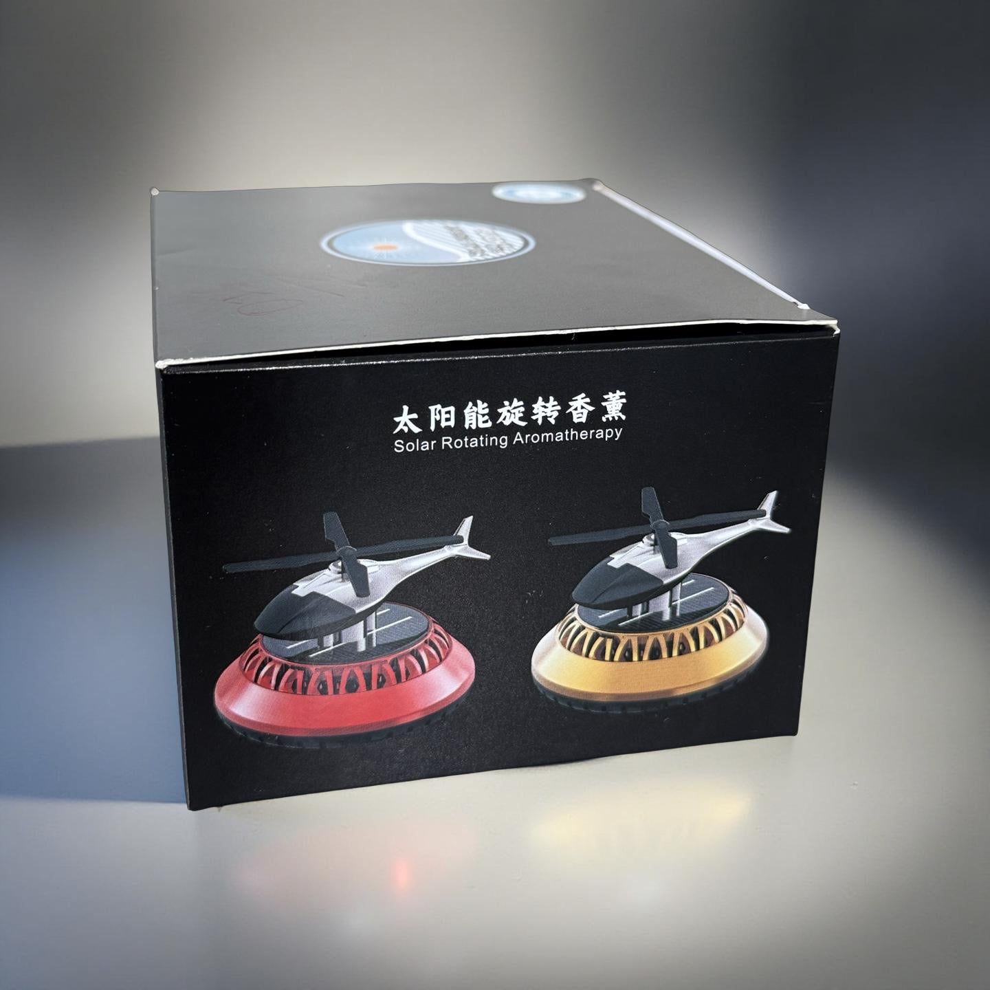 Solar-Powered Car Air Freshener with Rotating Helicopter Display