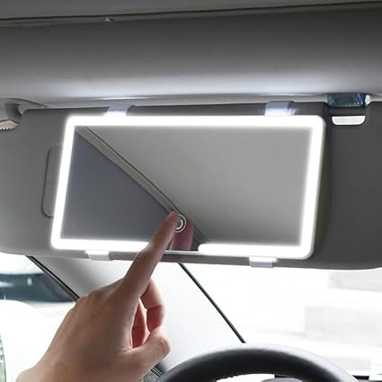 LED Car Vanity Mirror – Rechargeable Sun Visor Makeup Mirror with 3 Light Modes & 80 LEDs, Dimmable Touch Control, Universal Fit for Car, Truck & SUV – Bright & Adjustable Lighting
