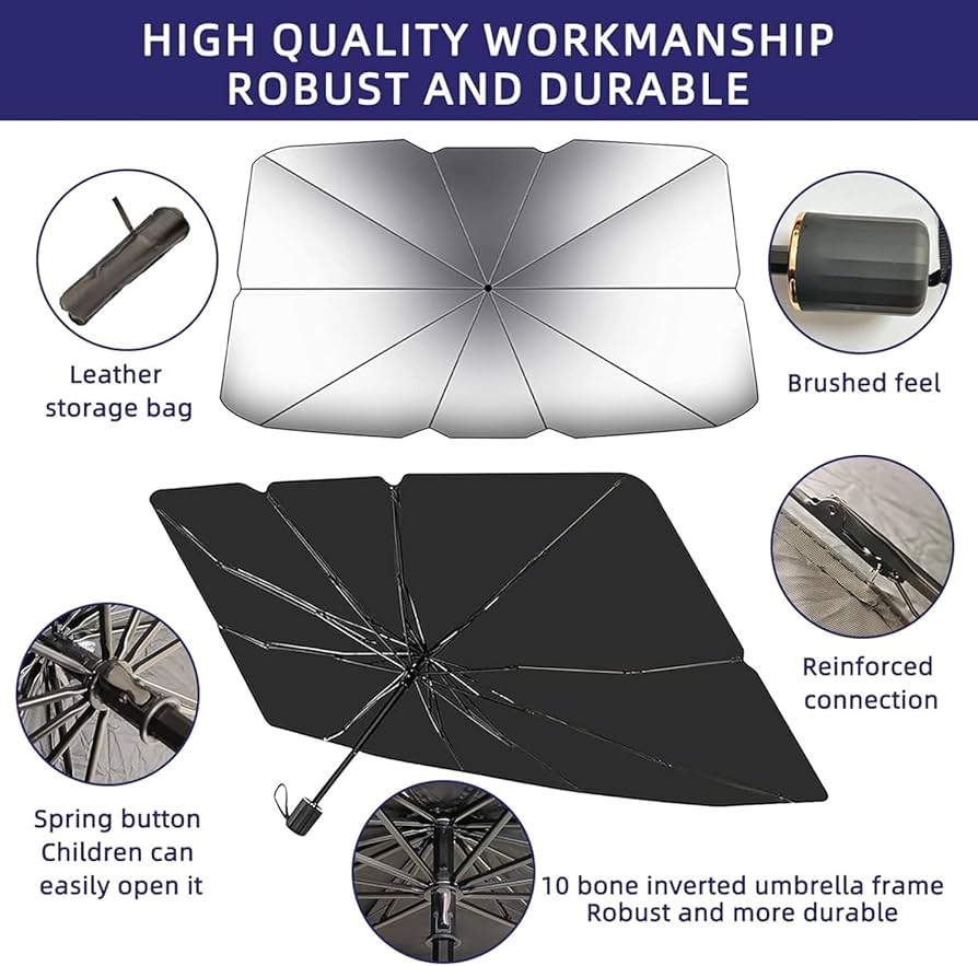 Car Shade Front Windshield, Sun Shade Car Windshield Sunshade Car Umbrella, Foldable Car Windshield Shade Fits Various Sizes