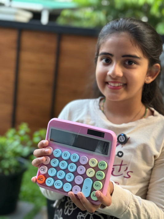 Big Creative Colorful Calculator, Mechanical 12 Digits Switch Calculators, Large LCD Display and Big Buttons Aesthetic Calculator, Rainbow Color Calculator