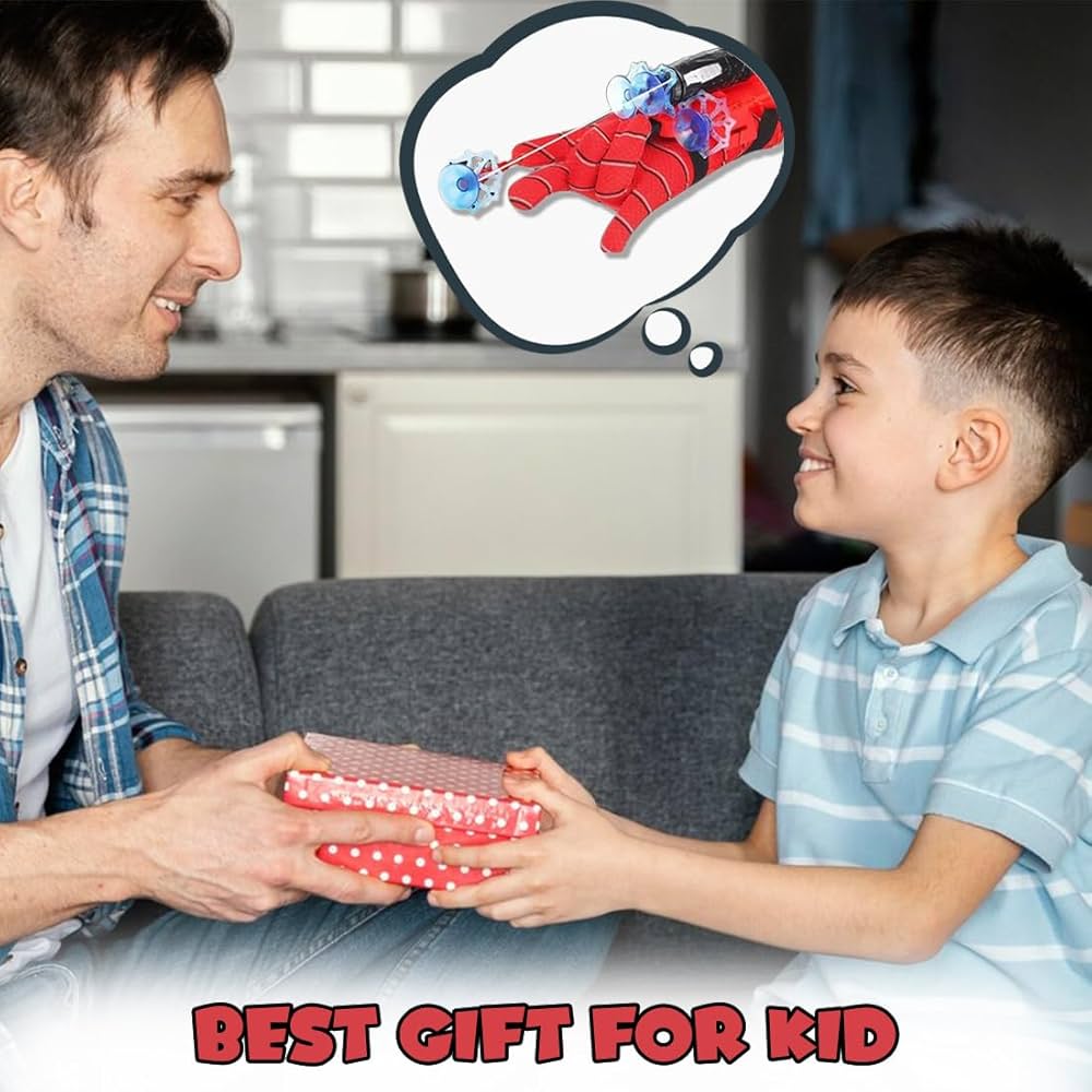 Spider Web Shooter Toys for Kids Real Gadget Toys for Boys Gloves Launcher Wrist Toy for School Fancy Dress Costume, Cosplay Launcher, Sticky Wall Soft Bomb Action Figures, Multicolor