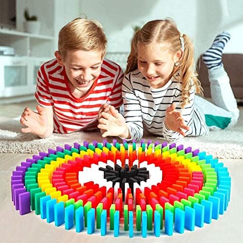 120 pcs Colorful Wooden Domino Block Set for Kids Educational and Learning Activity Game Play | Helps in Skill Development and Color Recognition (12 Colors)