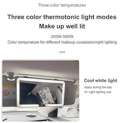 LED Car Vanity Mirror – Rechargeable Sun Visor Makeup Mirror with 3 Light Modes & 80 LEDs, Dimmable Touch Control, Universal Fit for Car, Truck & SUV – Bright & Adjustable Lighting