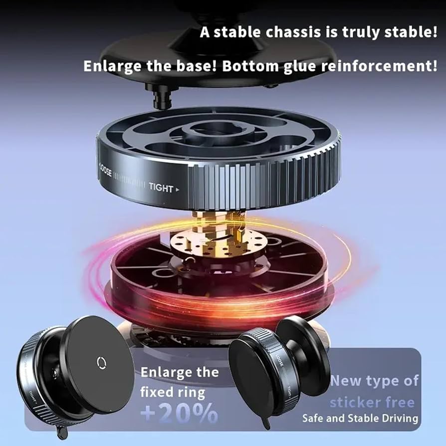 Vacumm Suction Cup Phone Mount Magnetic Car Cell Phone Holder| 360 Rotation | Vacuum Lock Holder for Multipurpose Use | Heavy Duty | Reusable Wall Holder for Kitchen, Bathroom, Desk