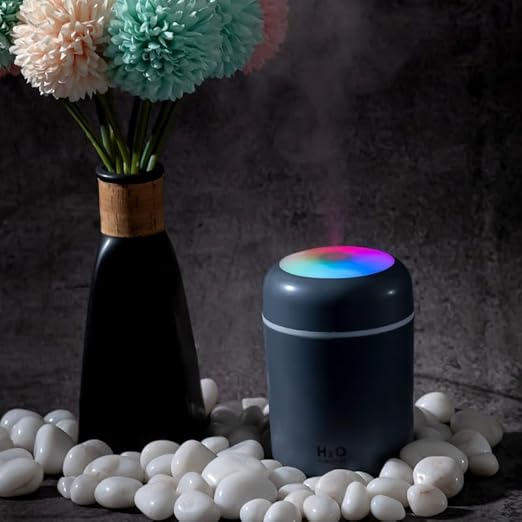 Colorful Mini Humidifier, USB Desktop Humidifier For Car, Office Room, Bedroom, Auto Shut-Off, 2 Mist Modes, Super Quiet (Grey) ,300 Ml
