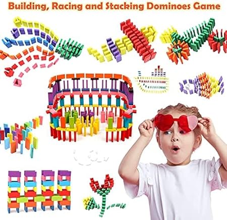 120 pcs Colorful Wooden Domino Block Set for Kids Educational and Learning Activity Game Play | Helps in Skill Development and Color Recognition (12 Colors)