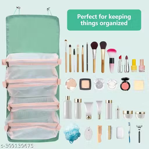 4 in 1 Foldable Toiletry Bag for Travel Detachable Makeup Pouch Cosmetic Organizer Bag for Women