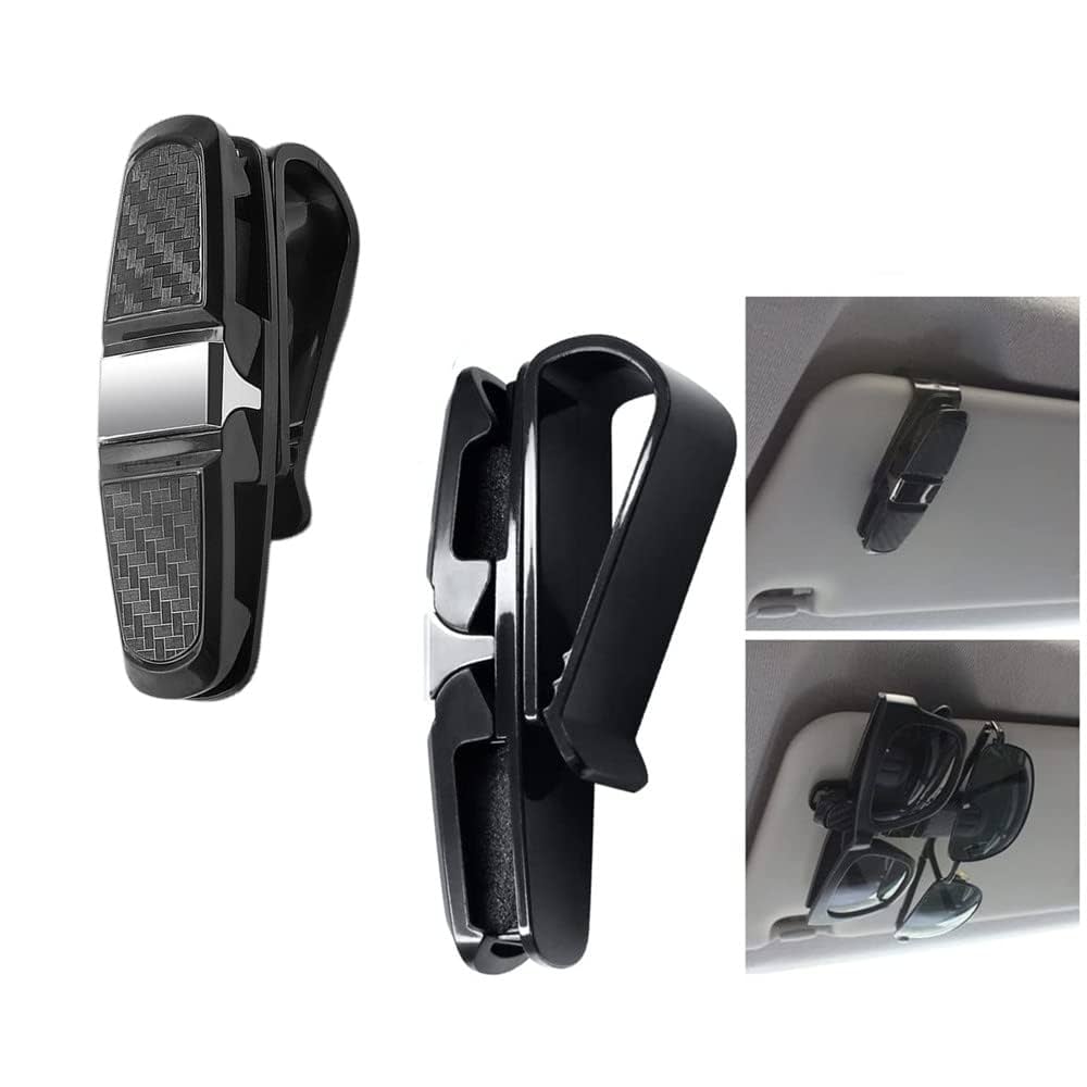 Car Sunglass Holder Eyeglasses Storage Fastener Sun Visor Clip-On Glass Case For All Cars,Sunglasses Glasses With Ticket Card Clip Mount 180° Rotation Car Glasses Holder With Ticket Card Clip
