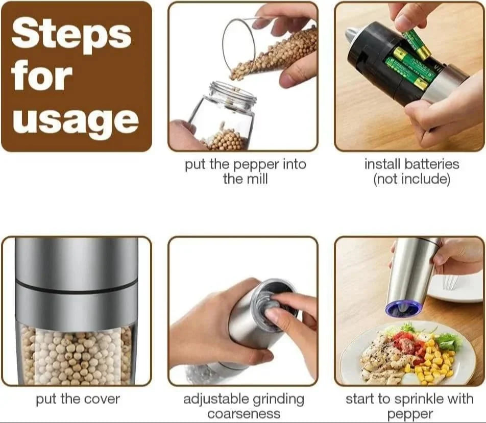 Glass Gravity Electric Salt Pepper Grinder