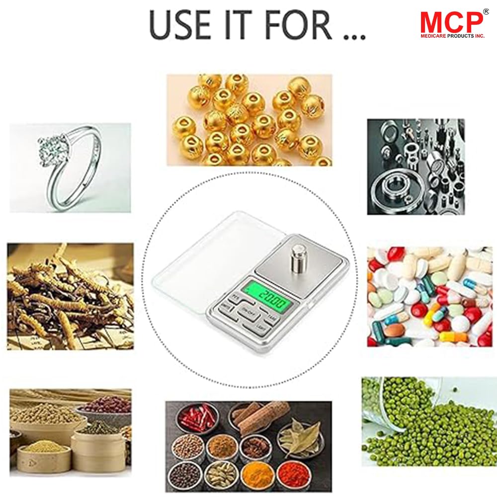Mini Pocket Weighing Scale - Precision Digital LED Scale with Auto Calibration and Tare Function, 0.01g to 200g Capacity (Silver)