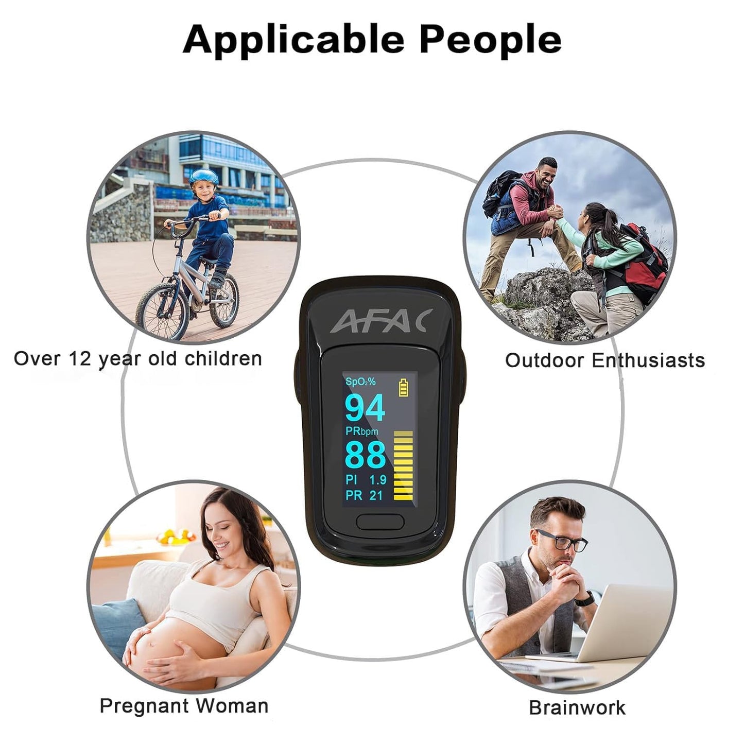MCP M170 Fingertip advanced OLED Type fingertip Pulse Oximeter measures Oxygen Saturation, Pulse Rate (SpO2), Perfusion Index & Respiratory Rate with Battery (Black)