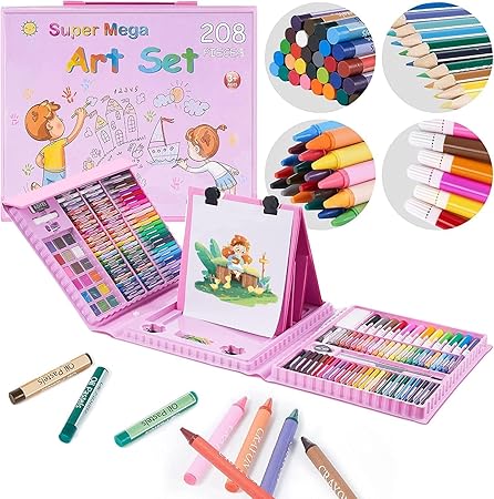 208 PcsColor Set for Kids, Watercolor Pens, Brush Set Gift Boxes, Origami Paper Markers Art Drawing Pencils Art Set Kits for Kids.(Multi Color)(208 PCS Color Set)