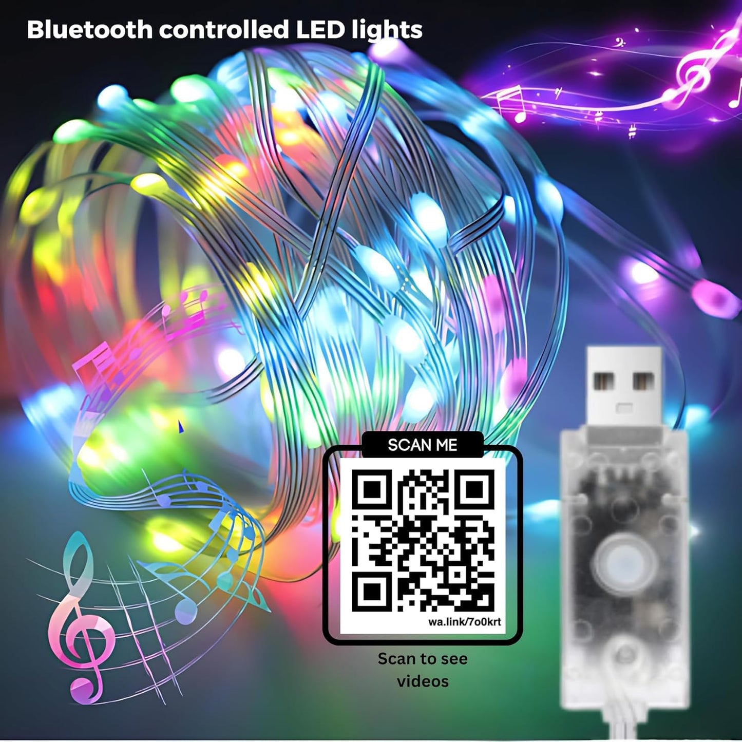 10M USB Led Fairy String Light Bluetooth APP RGB IC |Multi Color LED Fairy Lights | RGB USB Twinkle Smart Fairy Light |Smart Neon Strip Lights | Music Sync RGB Lights with Remote | Multicolor