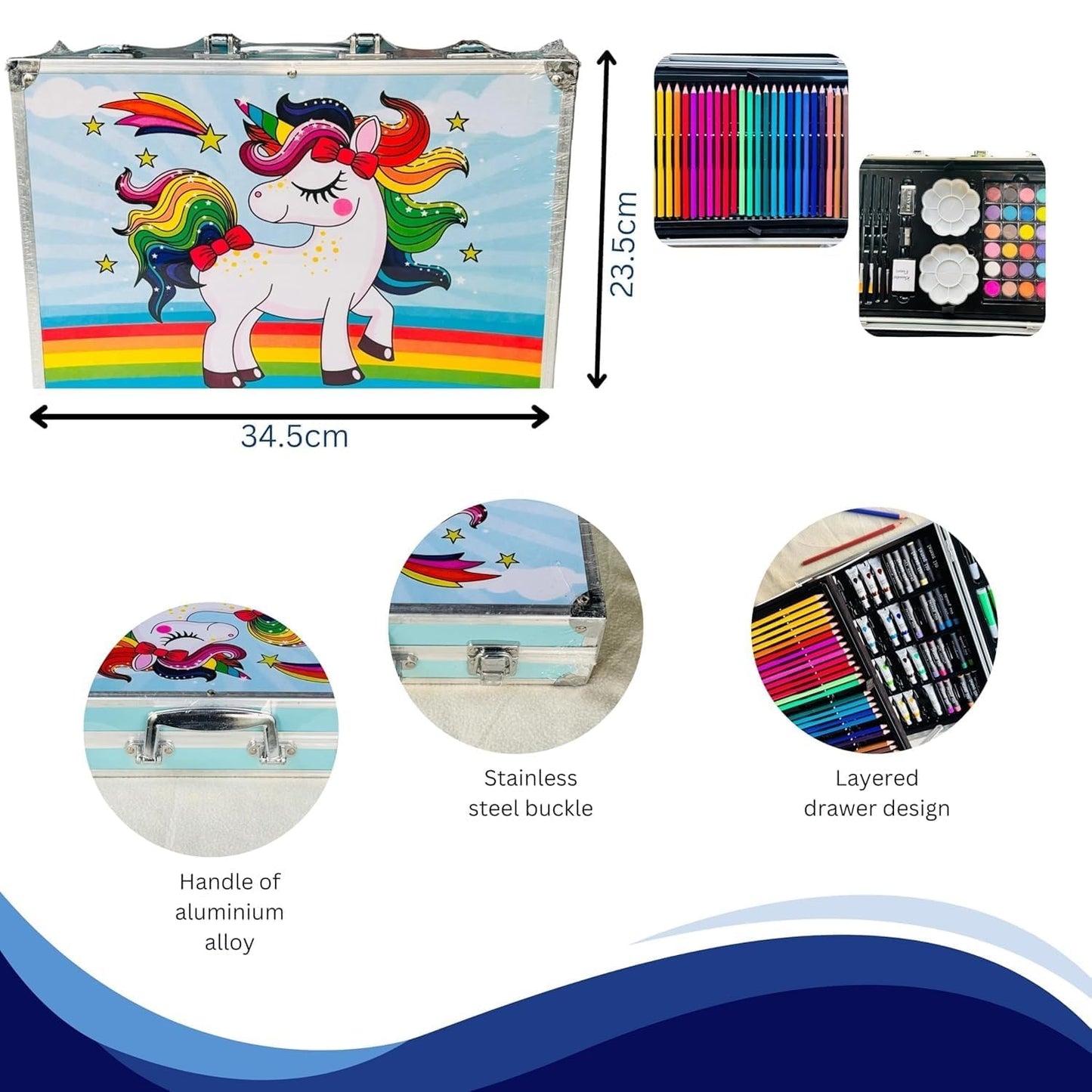 Unicorn Drawing Kit – Magical Art Set for Kids & Adults with Colour Pencils, Oil Pastels, Paint Brushes & Accessories – Ideal Gift for Creative Minds