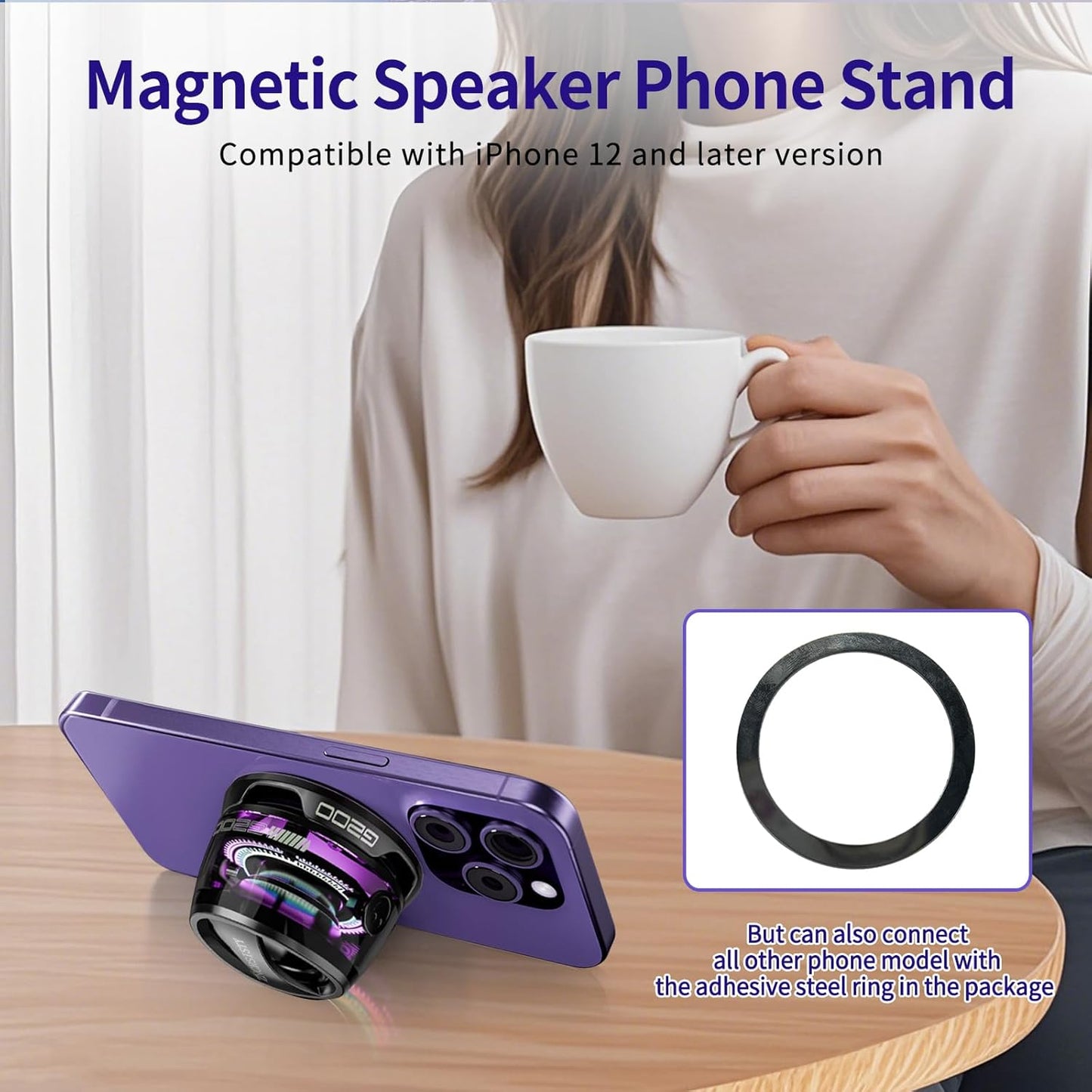 G200 Magnetic Bluetooth Speaker with RGB Light - Portable Mini Bluetooth Speaker, Full-Range Stereo Sound for 7H Playtime, Game Mode, Perfect Teen Gift for Outdoor Adventure Party