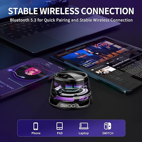 G200 Magnetic Bluetooth Speaker with RGB Light - Portable Mini Bluetooth Speaker, Full-Range Stereo Sound for 7H Playtime, Game Mode, Perfect Teen Gift for Outdoor Adventure Party