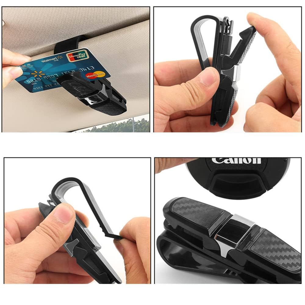 Car Sunglass Holder Eyeglasses Storage Fastener Sun Visor Clip-On Glass Case For All Cars,Sunglasses Glasses With Ticket Card Clip Mount 180° Rotation Car Glasses Holder With Ticket Card Clip