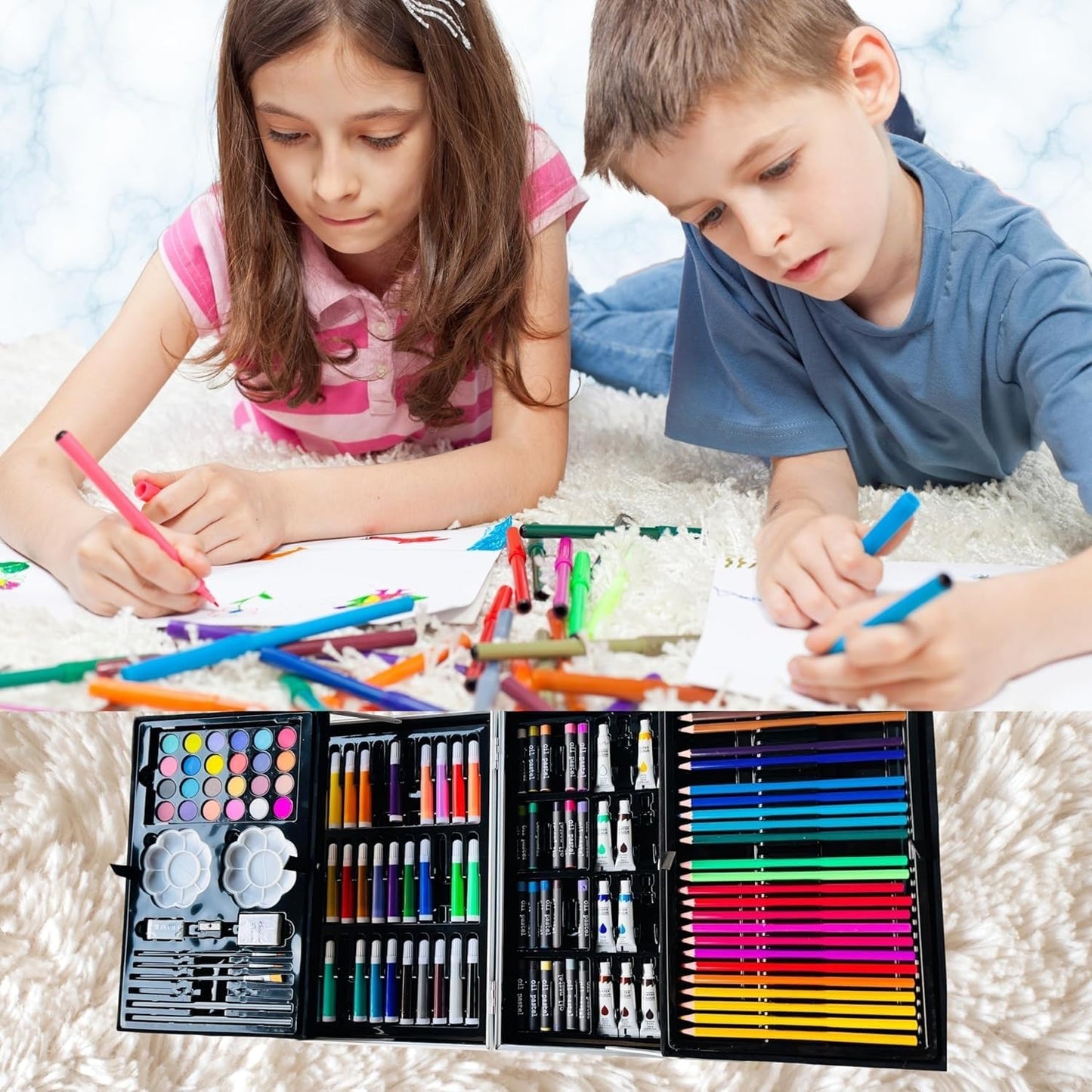 Unicorn Drawing Kit – Magical Art Set for Kids & Adults with Colour Pencils, Oil Pastels, Paint Brushes & Accessories – Ideal Gift for Creative Minds