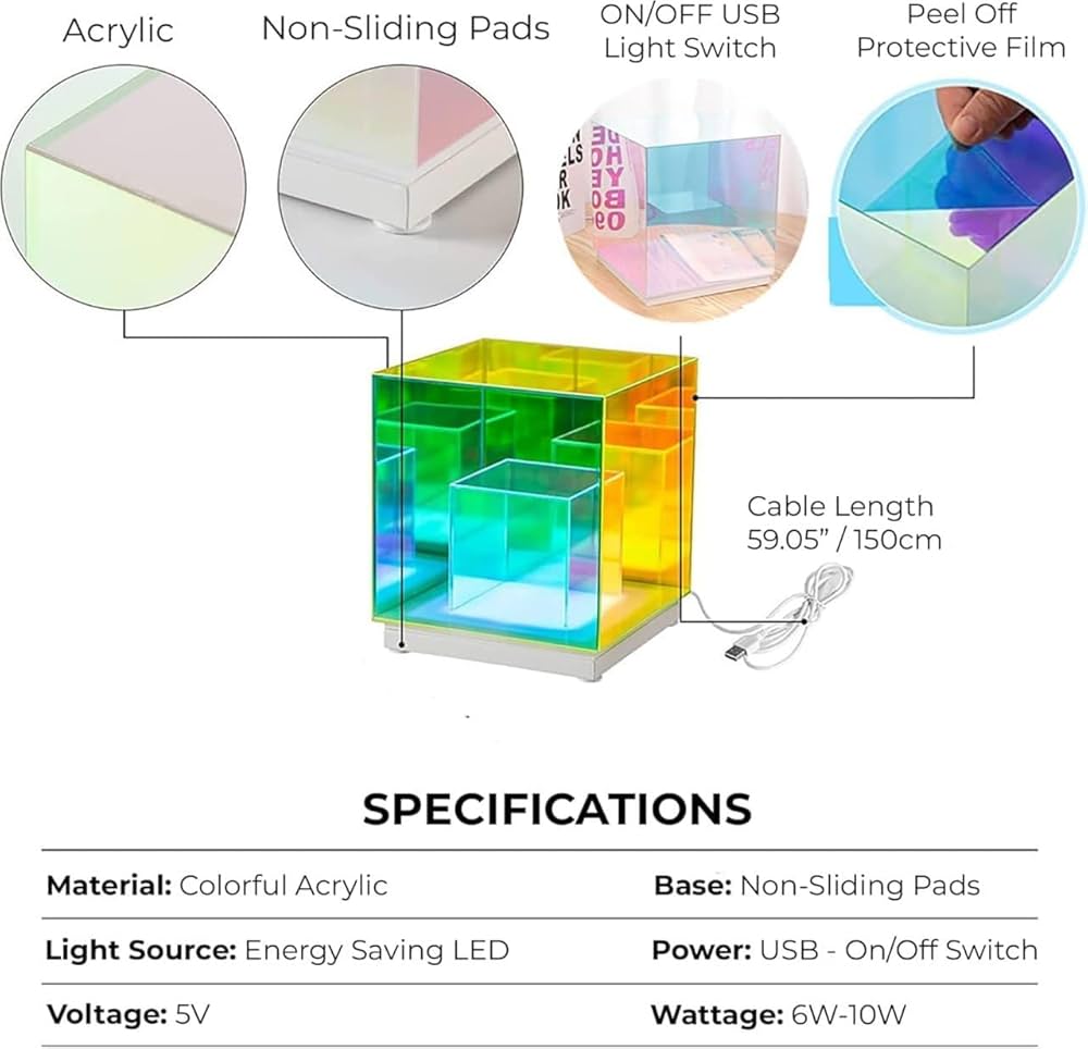 Infinity Cube Lamp | Cube Light | 3D Infinity Cube Lamp | 3D Infinity Cube Light | Table RGB LED Lamp | Table Lamp | 3D Infinity Light | LED Cube Table Lamp | DIY Cube Mirror Lamp