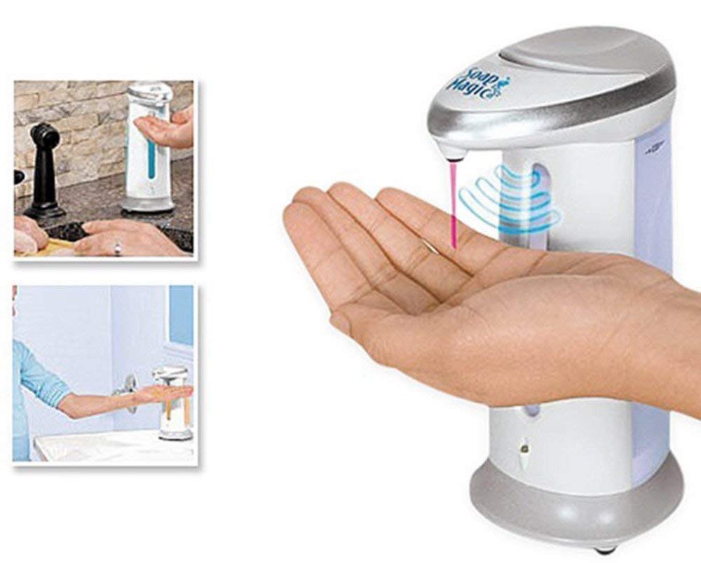 Soap Magic Automatic Soap Dispenser Touch less counter-top liquid soap dispenser waterproof base for Kitchen and Bathrooms regular soap, lotion or Sanitizer w/Light up and Chime