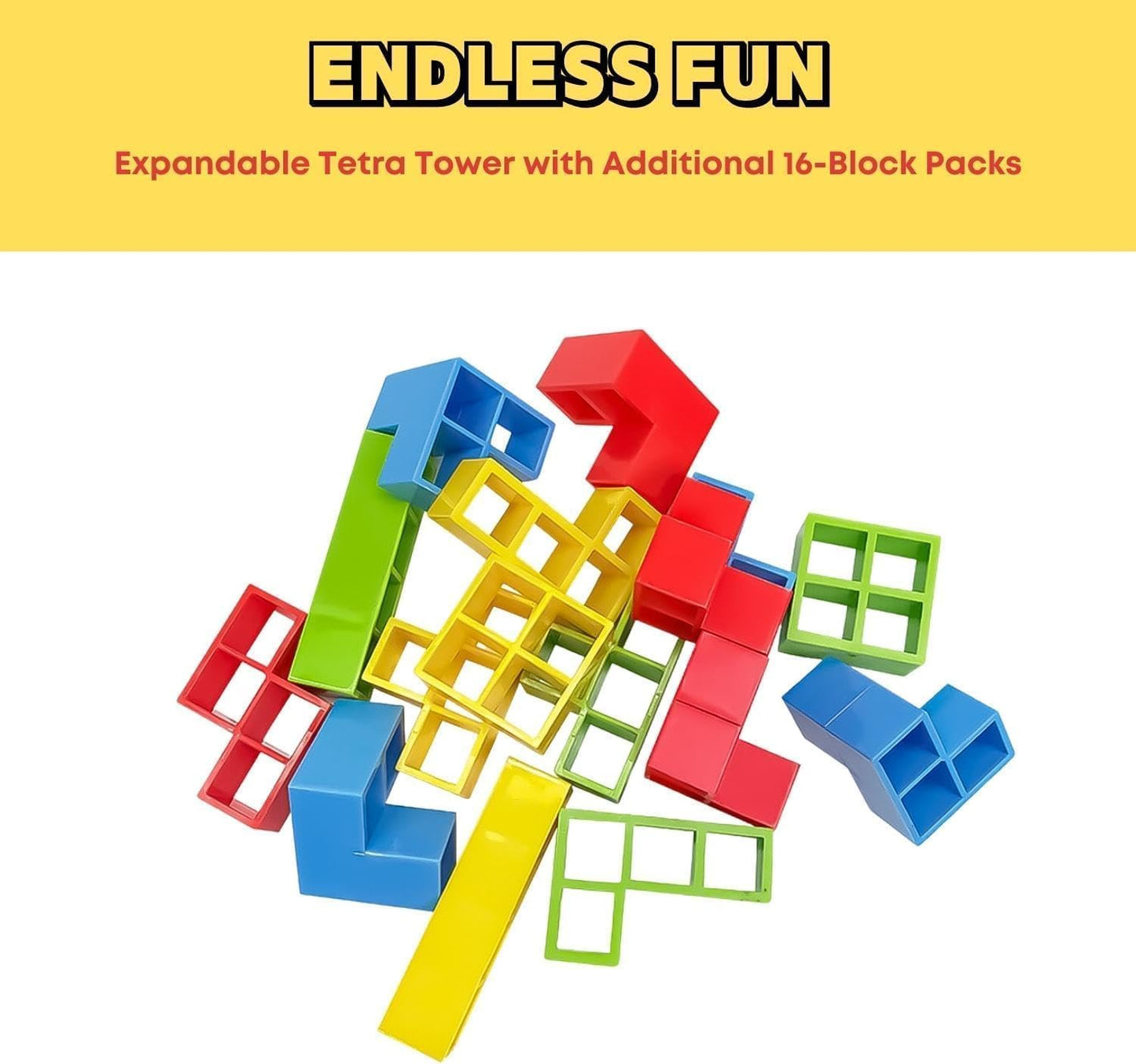 Tetra Tower Game, Tower Building Game, Truz Swinging Tetra Tower Balance Stacking Building Balance Blocks Colorful Building Blocks for Kids 5+ Years and Adults Party Games (16 Pcs)