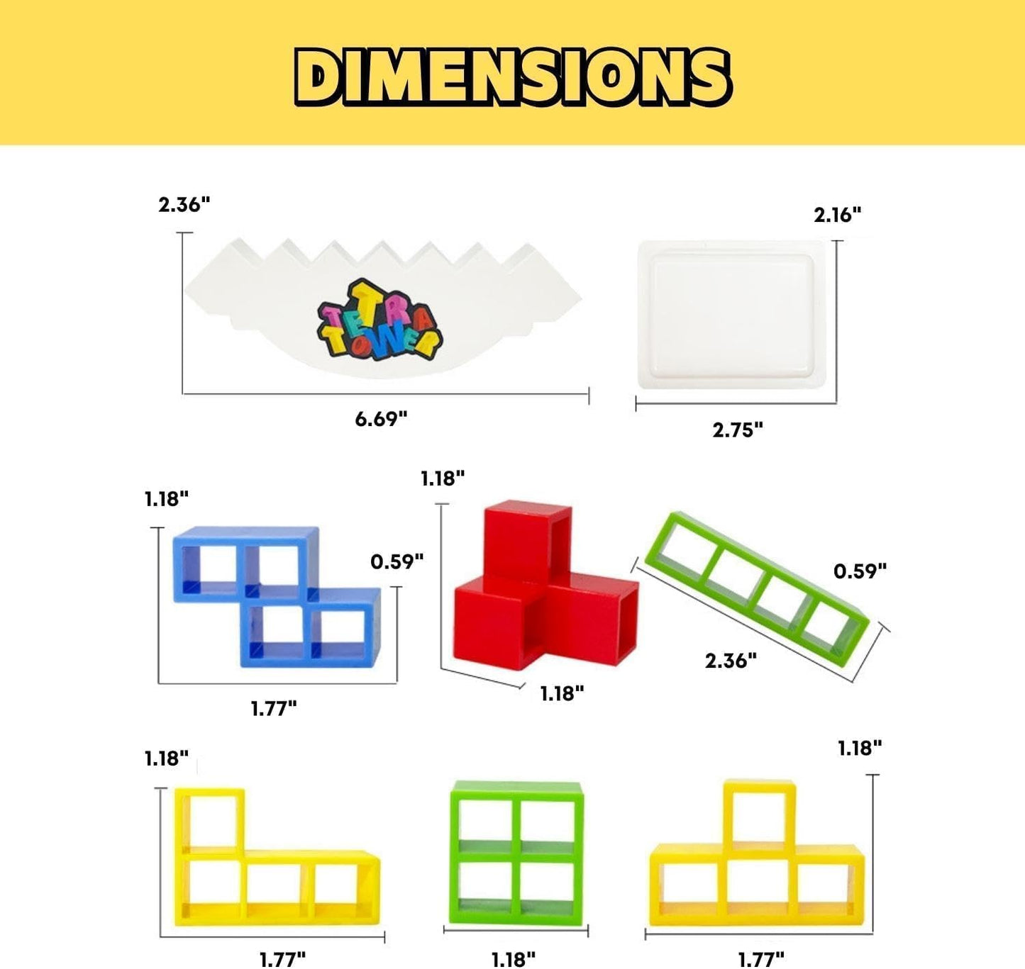 Tetra Tower Game, Tower Building Game, Truz Swinging Tetra Tower Balance Stacking Building Balance Blocks Colorful Building Blocks for Kids 5+ Years and Adults Party Games (16 Pcs)