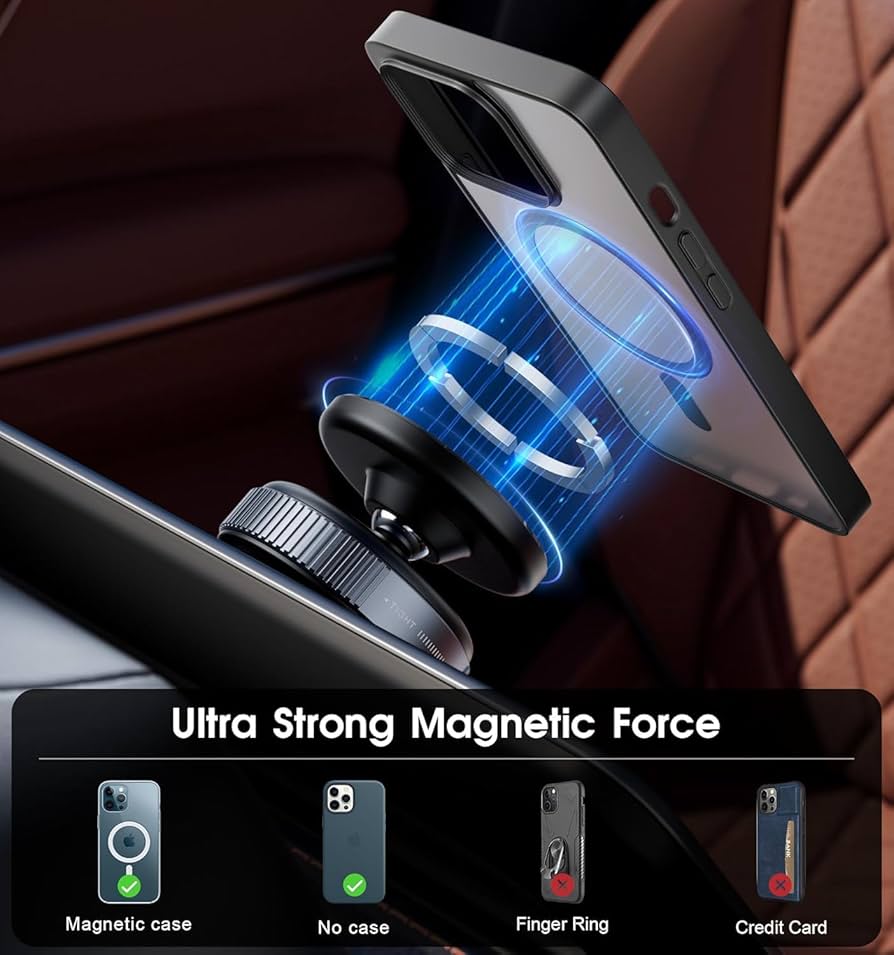 Vacumm Suction Cup Phone Mount Magnetic Car Cell Phone Holder| 360 Rotation | Vacuum Lock Holder for Multipurpose Use | Heavy Duty | Reusable Wall Holder for Kitchen, Bathroom, Desk