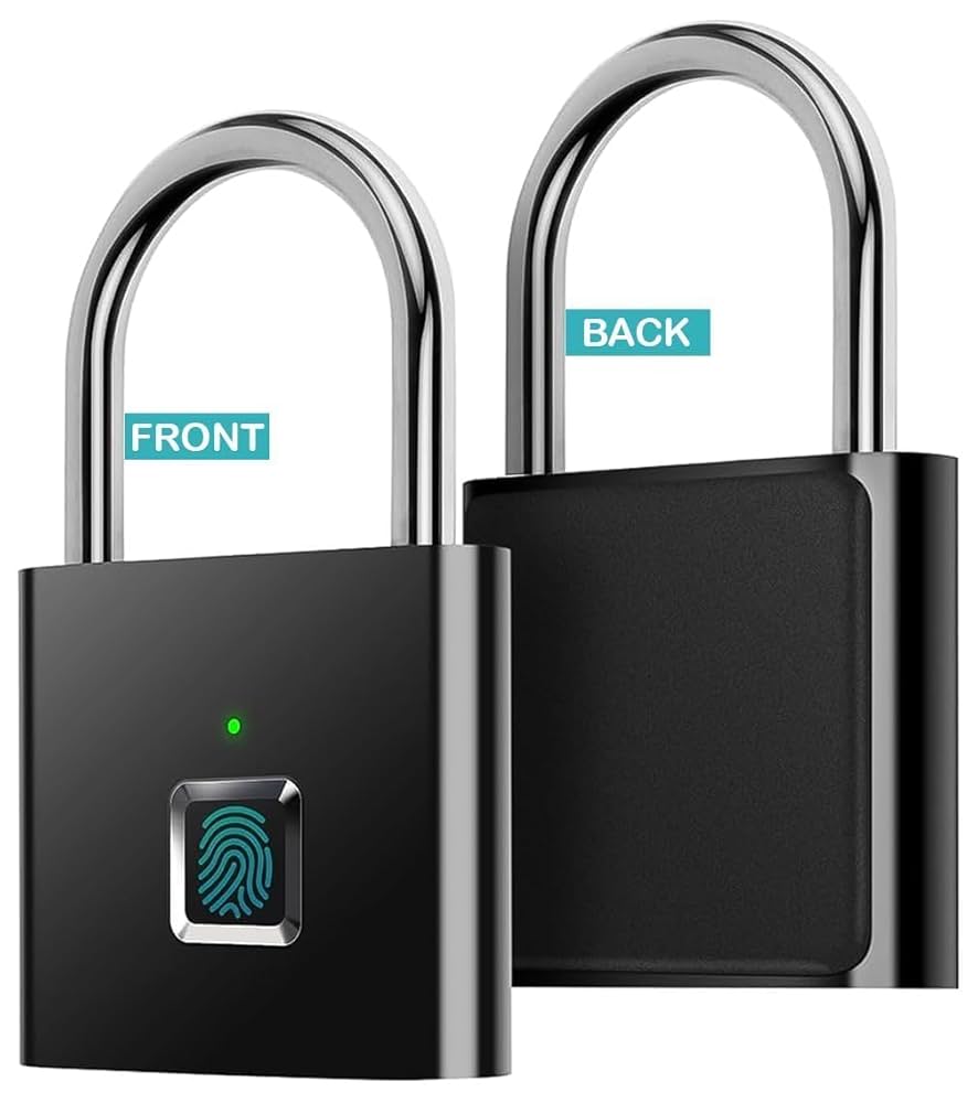 Smart Biometric Fingerprint Padlock – Keyless Security Lock with Up to 10 Fingerprint Storage, Rechargeable Battery & LED Indicator, Durable Waterproof Metal Design for Home