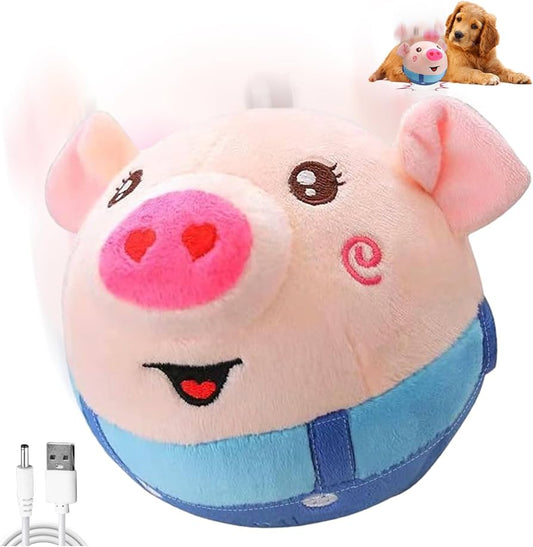 Active Moving Pet Plush Toy Interactive Dog Toys Talking Shake Bounce Boredom Toys Jumping Pig Toy For Dog Washable Cartoon Pig Plush Moving Dog Ball For Pets Cats Small And Medium Dogs