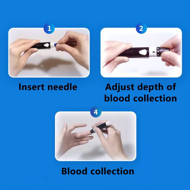 MCP Lancing Device Pen 5 Depth Settings Pain-free with 100 Round Lancets for glucometer gamma Sterilized 30G sugar test needles (Universally Compatible