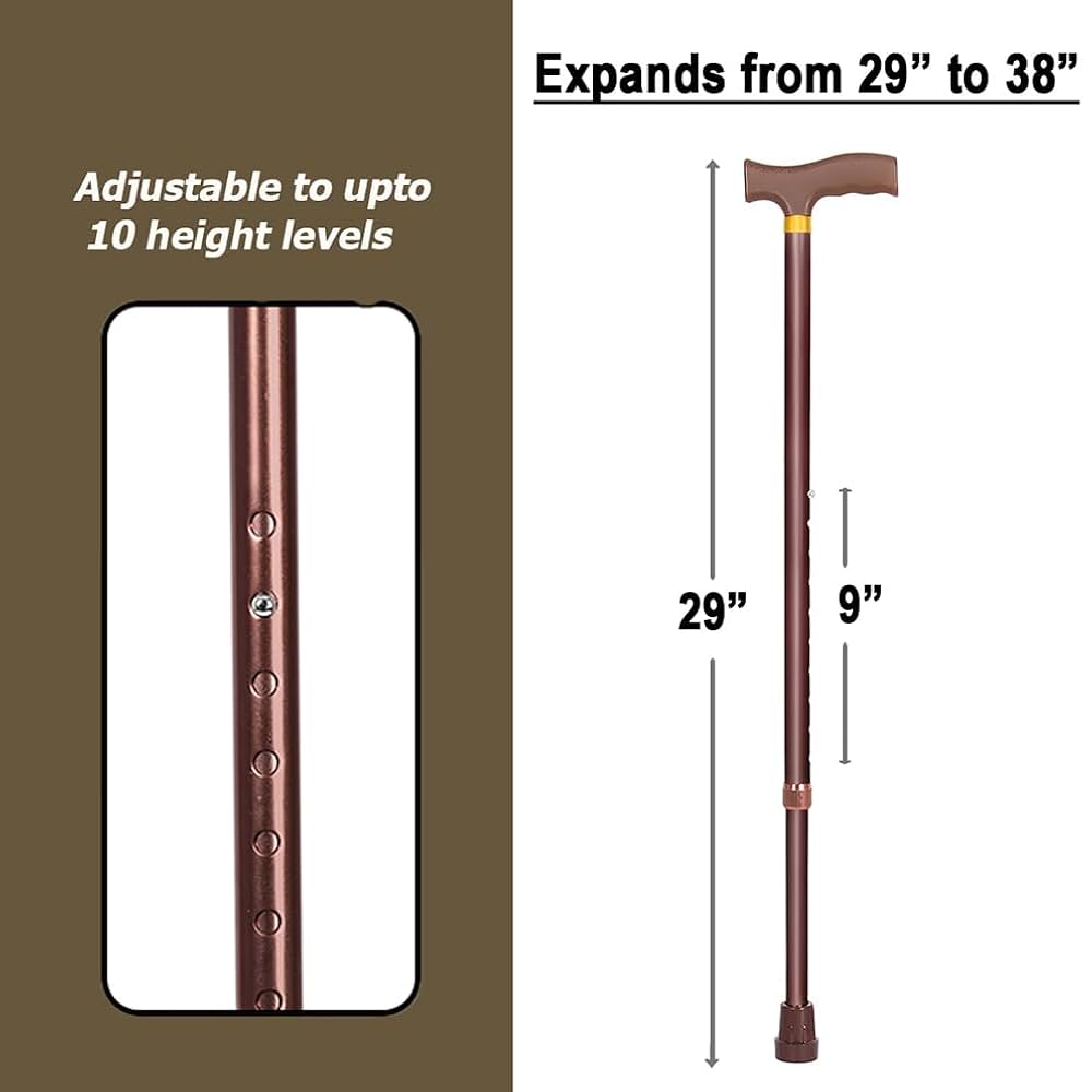 Jindal Premium Height Adjustable Walking Stick Aluminium Cane Hand Stick Trekking Support Stick for Men, Women & Old People