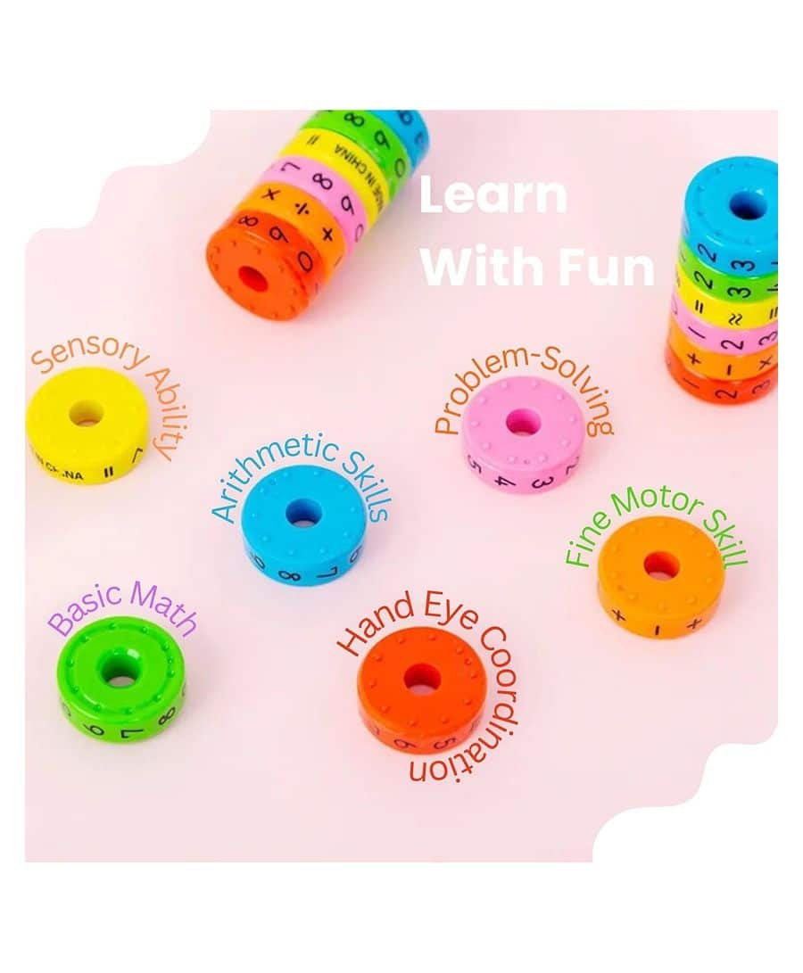 Cylinder Magnetic Blocks Math Toy - Brain Intelligence Developing Magnetic Arithmetic Learning Toys for Kids Boys and Girls | Multicolor (Pack of 1)