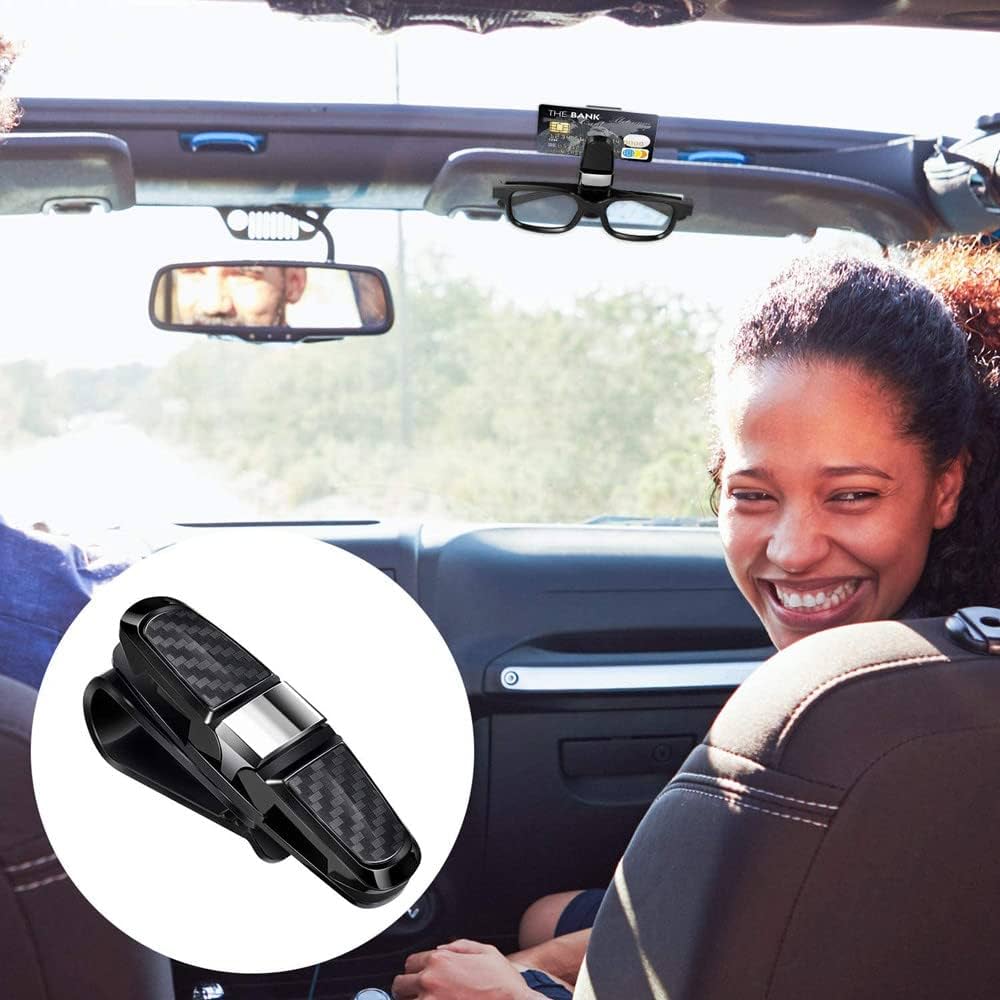 Car Sunglass Holder Eyeglasses Storage Fastener Sun Visor Clip-On Glass Case For All Cars,Sunglasses Glasses With Ticket Card Clip Mount 180° Rotation Car Glasses Holder With Ticket Card Clip