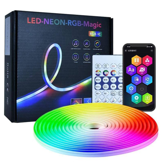 5 Meter Smart Neon Rope Strip Lights, Remote and Mobile App Controlled, Music Sync RGB Lights, Multicolor LED Lights for Home, Diwali Decoration, PC, Gaming (Strip Light)