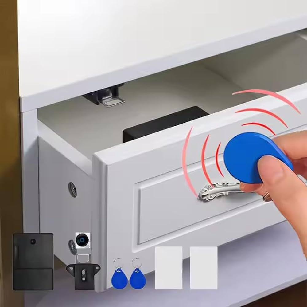 Intelligent Electronic Locks Invisible Sensor Cabinet Padlock Safety Protection Unlock Drawer Door Home Hardware, Smart Cabinet Lock, Electronic RFID Card Opening for Wardrobe