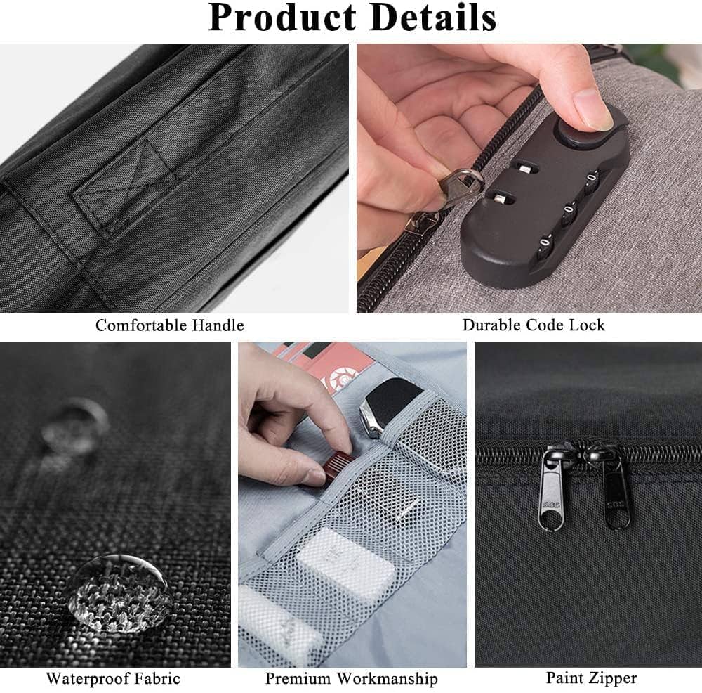 Document Organizer Bag Multilayer Travel File Organiser Document Storage Bag with Lock Waterproof File Folders Certificates A4 Document file organizer Safe Pouch for Home Office Travel