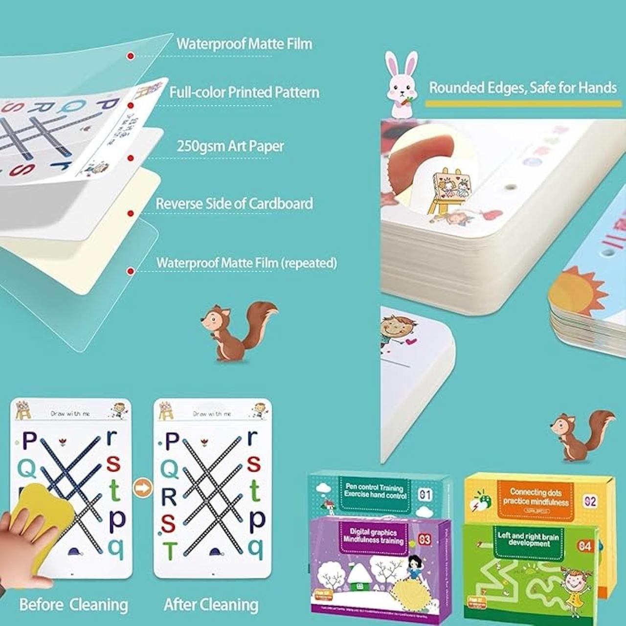 Educational Toys,Reusable Magic Practice Copybook Kit for Kids, Writing Practice and Pen Control Workbook Set