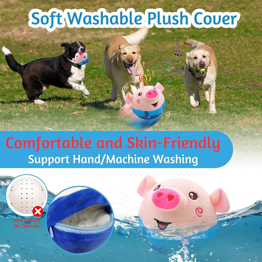 Active Moving Pet Plush Toy Interactive Dog Toys Talking Shake Bounce Boredom Toys Jumping Pig Toy For Dog Washable Cartoon Pig Plush Moving Dog Ball For Pets Cats Small And Medium Dogs
