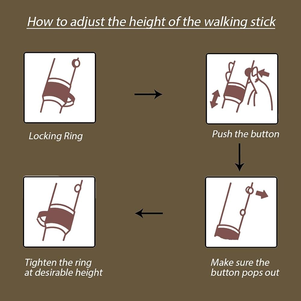 Jindal Premium Height Adjustable Walking Stick Aluminium Cane Hand Stick Trekking Support Stick for Men, Women & Old People
