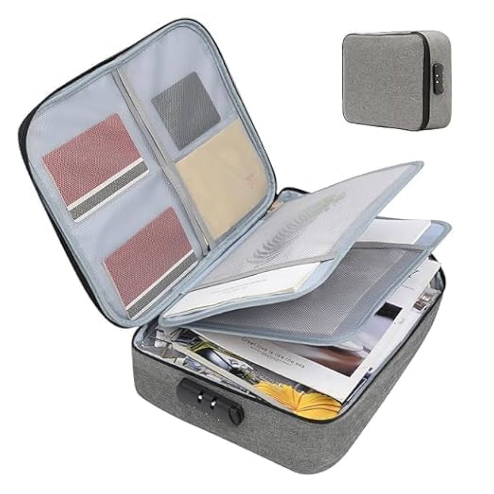 Document Organizer Bag Multilayer Travel File Organiser Document Storage Bag with Lock Waterproof File Folders Certificates A4 Document file organizer Safe Pouch for Home Office Travel